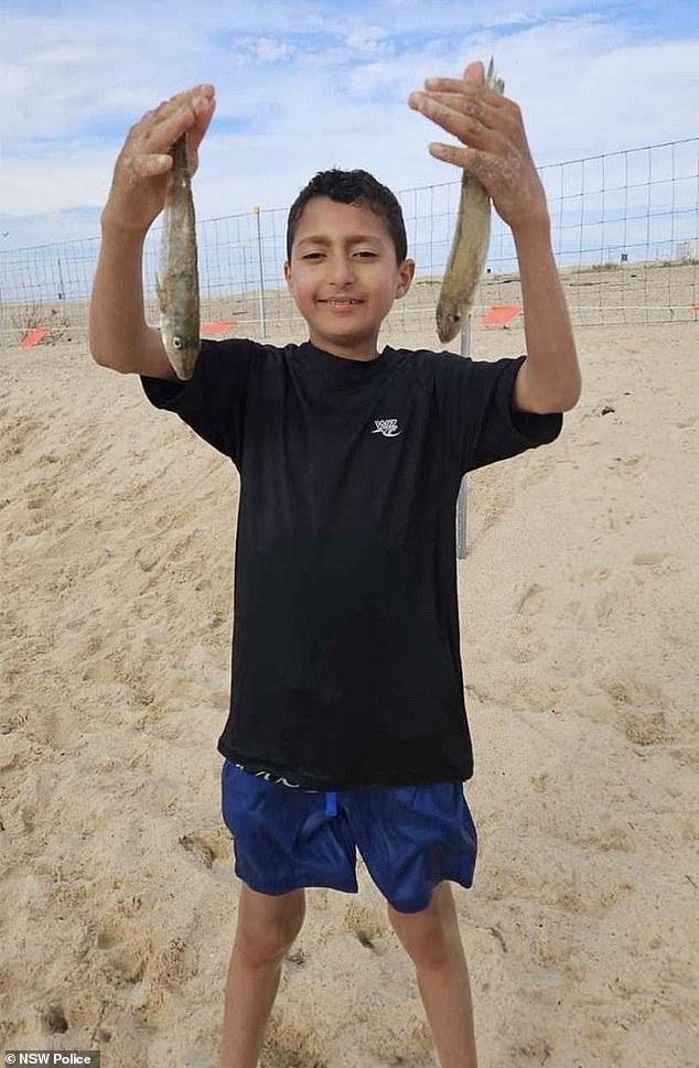 Laith Alaid, 11, is missing on the NSW central coast. This photo was reportedly taken just a few hours before it was swept into the sea