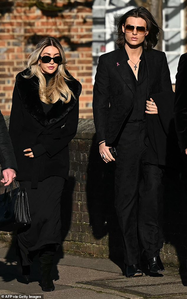 It seemed an unlikely friendship when Liam Payne's girlfriend Kate Cassidy was accompanied to his funeral on Wednesday by Elizabeth Hurley's son Damian