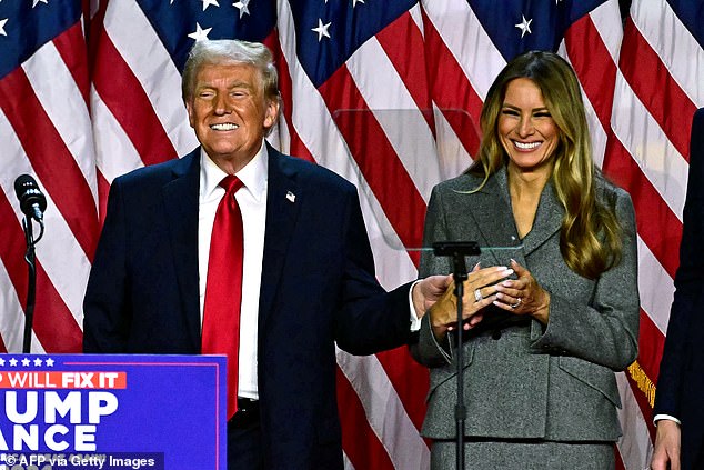 Melania Trump with husband Donald Trump on election night