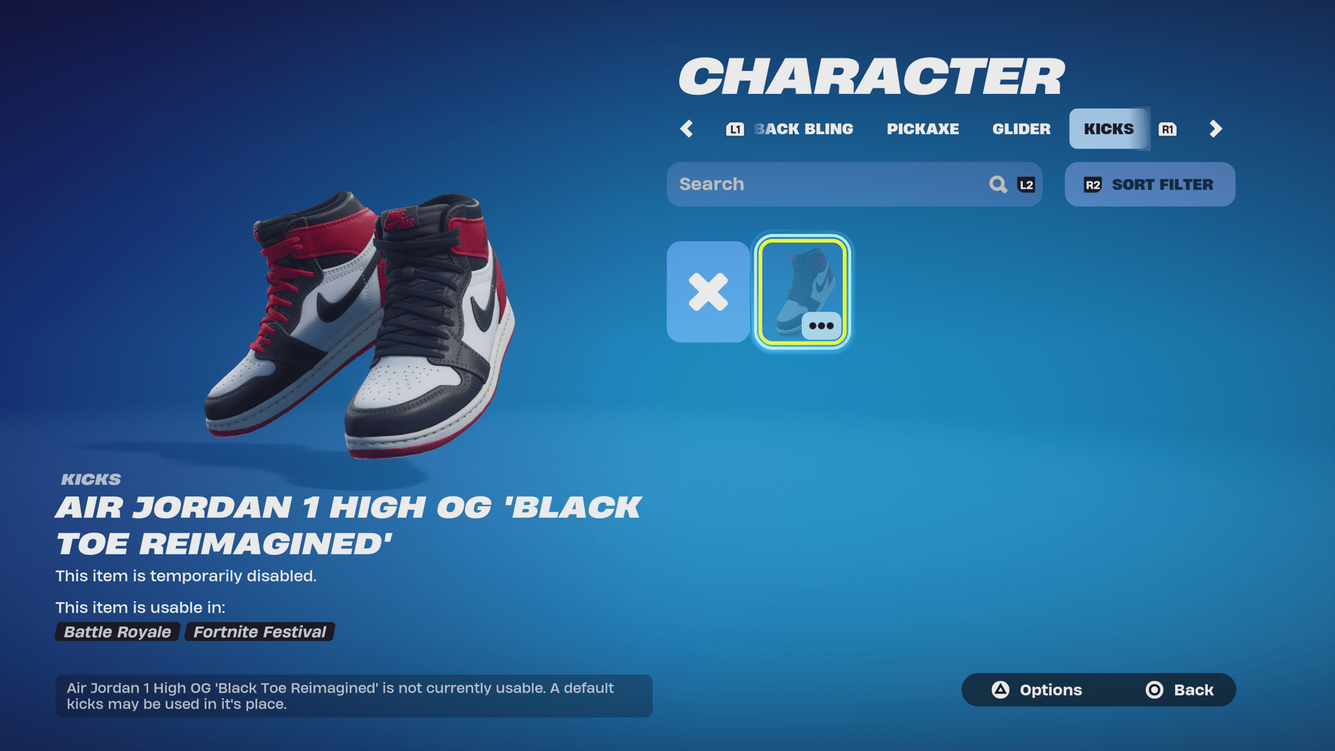 Air Jordan 1 High OG Black Toe reinvented in Fortnite