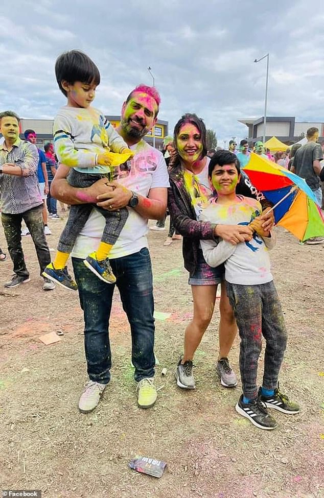 Vivek Bhatia and his eldest son died in the crash. His wife Ruchi Bhatia and his youngest son were injured but survived (the Bhatia family is in the photo)