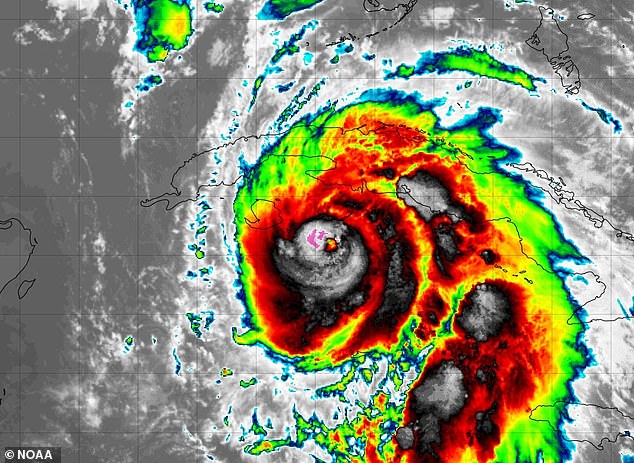 At 10 a.m. ET, Rafael was about 130 miles (210 kilometers) south-southeast of Havana and moving northwest at 14 mph (23 km/h), with maximum sustained winds of 110 mph (180 km/h).