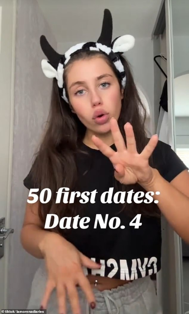 Another creator, Becca (pictured), also shares her journey taking on the batch dating challenge, documenting personal details of the dates online