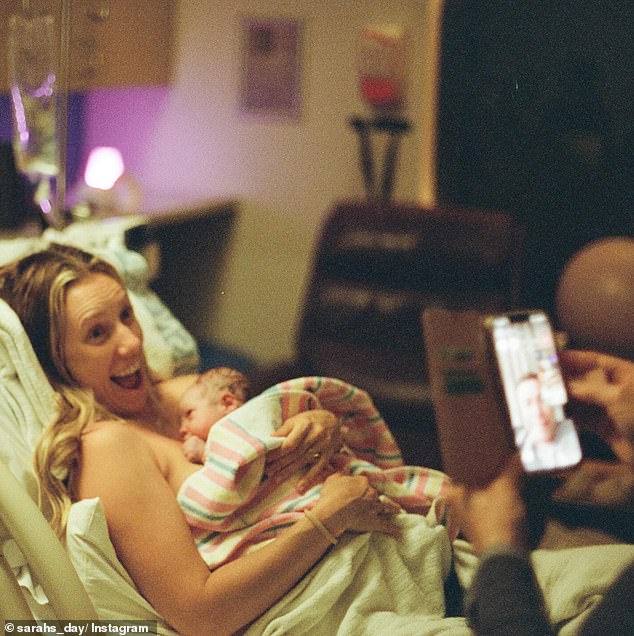 Sarah gave birth to her third child, baby Harlow, with her husband Kurt Tilse at the end of October