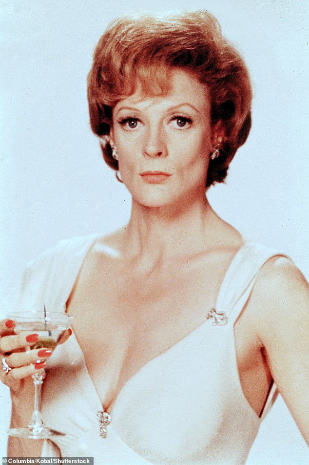 A young and glamorous Dame Maggie Smith in the 1976 film Murder By Death, which also starred Alec Guinness