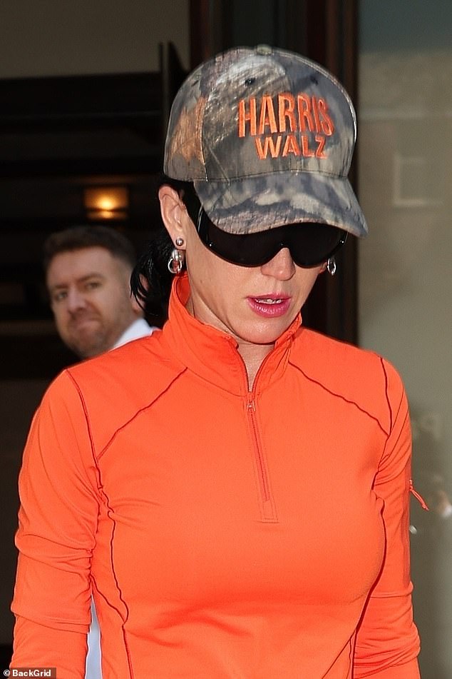 Katy Perry showed who she supports by wearing one of the camo Harris-Walz hats in September