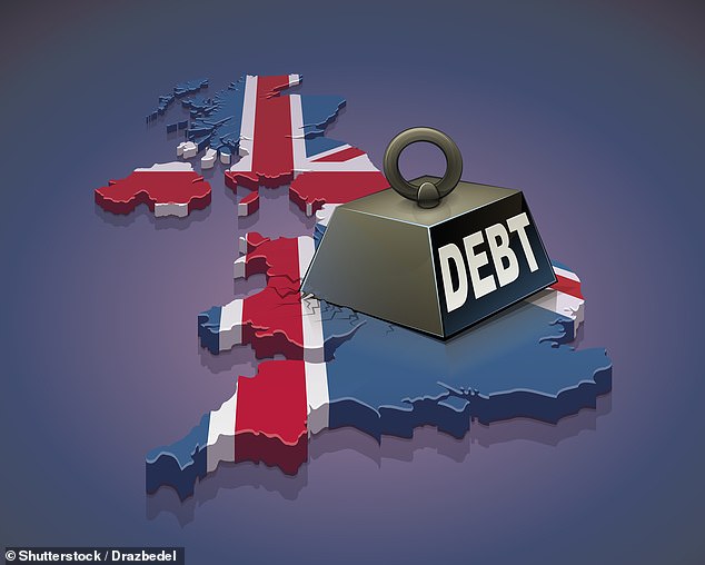 Ball in the chain: The Office for Budget Responsibility said interest payments on debt will reach £672 billion between now and 2029-30 - or more than £100 billion a year