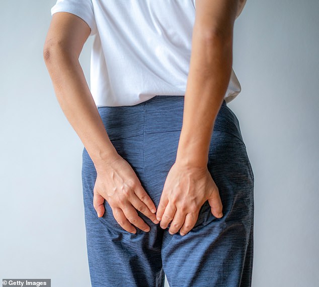 Risk factors for hemorrhoids include constipation, straining during bowel movements, pregnancy and heavy lifting, as these all increase pressure in the blood vessels, making hemorrhoids more likely (photo taken by model)