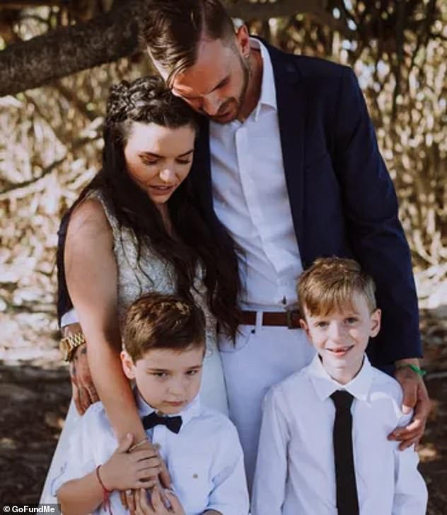 The Wendt family suffered another devastating blow after receiving an eviction notice to move from their home a week after Christmas and before the end of Mr. Wendt's chemotherapy (photo, Renee and Jesse Wendt and their two sons Ben and Liam )