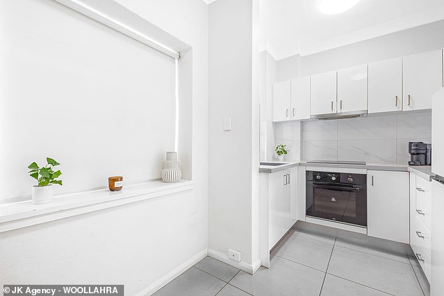 The apartment has a quiet and elevated location at the rear of the building, together with a 'spacious' renovated kitchen (photo), bathroom and a master bedroom with built-in appliances.