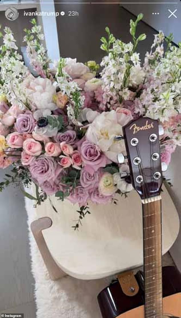 The 43-year-old businesswoman took to her Instagram Stories on Sunday to share a photo of a huge, beautiful bouquet of red, lilac and white roses, along with white snapdragons sitting on a wooden table