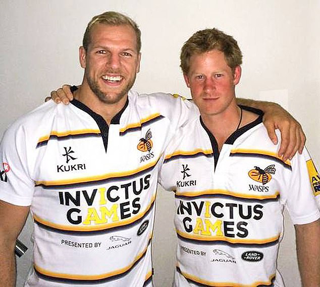 James Haskell and Prince Harry in special rugby shirts to announce the Invictus Games in 2014