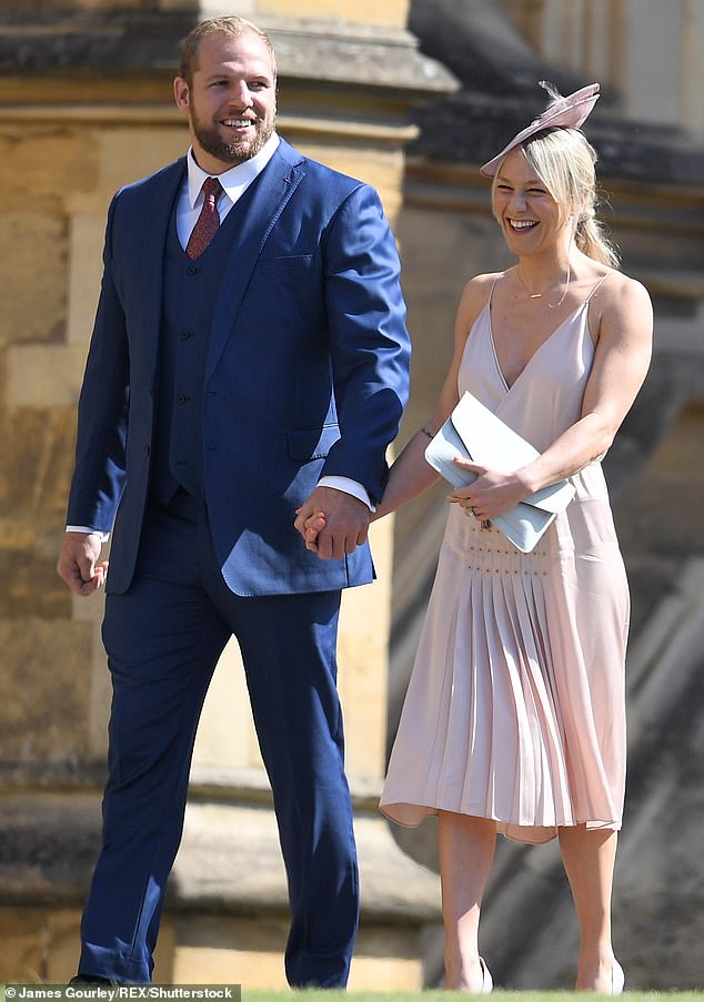 James Haskell and Chloe Madeley at Harry and Meghan's wedding at Windsor Castle in 2018