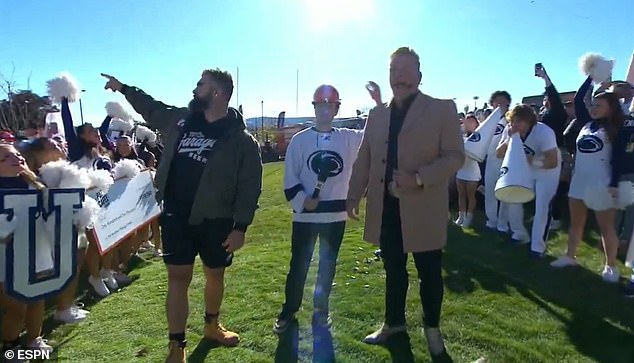 Jason Kelce comically missed a field goal during Pat McAfee's kicking contest on ESPN Saturday