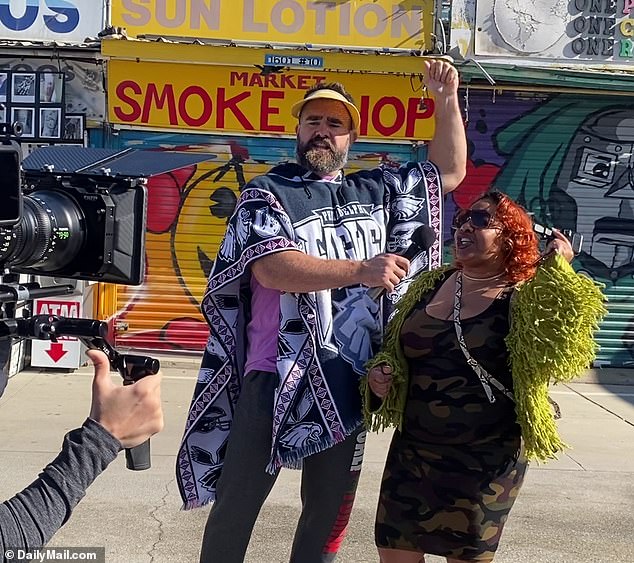 Jason Kelce interviewed unsuspecting fans on the streets of Venice Beach on Friday during a segment for his upcoming late night talk show