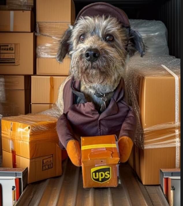 Jennifer Aniston is a very dedicated fur parent. On Halloween, the Friends actress took the time to dress up her two dogs; here's Clyde as a UPS carrier