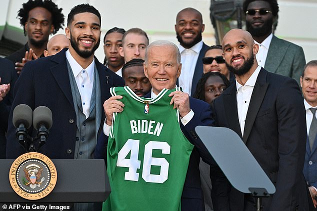 Joe Biden welcomed the 2024 NBA champion Boston Celtics to the White House on Thursday