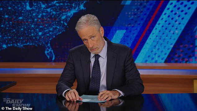 Jon Stewart told 'la Resistance' to 'saddle up' Donald Trump on the latest episode of Comedy Central's The Daily Show