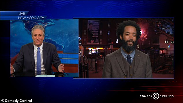 Daily Show producer-host Jon Stewart (L, pictured in 2015) has once again been publicly criticized by his former correspondent Wyatt Cenac (R), this time for 'shielding' Trump rally comedian Tony Hinchcliffe