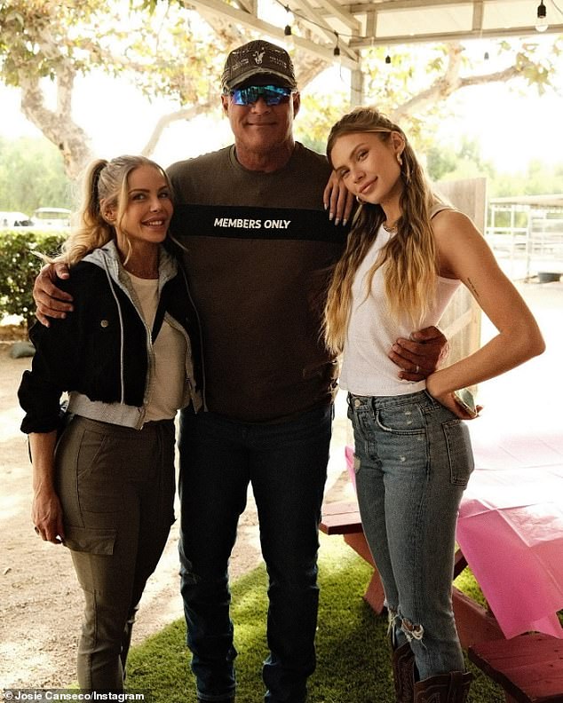 Divorced couple Jose Canseco, 60, and Jessica Canseco, 51, reunited to celebrate their only child Josie's 28th birthday at a Santa Clarita animal shelter on Wednesday