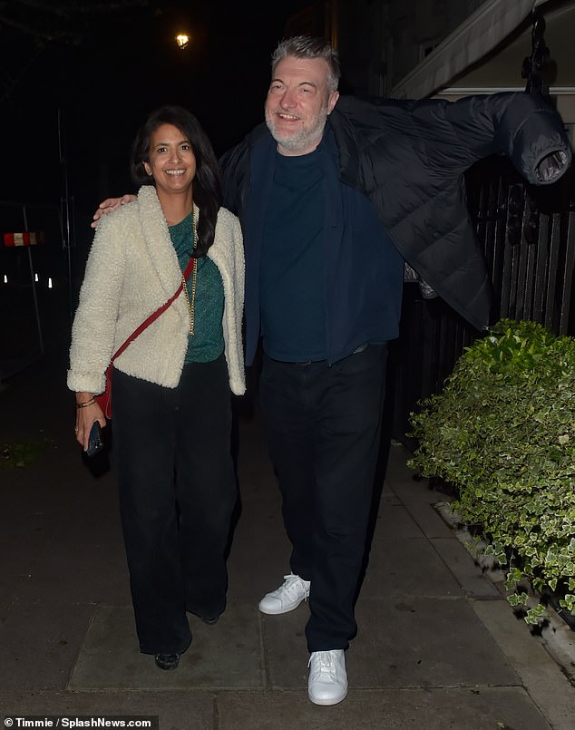 Konnie Huq cozied up with her husband Charlie Brooker as they enjoyed a star-studded night out at the Twenty Two Club in London on Monday evening.