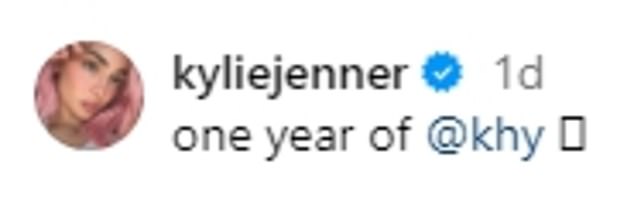 The Kylie Cosmetics founder made it a point to acknowledge that Khy has been in business for a year