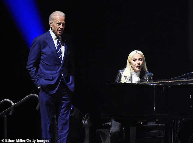 The native New Yorker joined forces with Biden (pictured) back in 2016 to promote the 'It's On Us' campaign, which tackled the problem of sexual violence on college campuses.