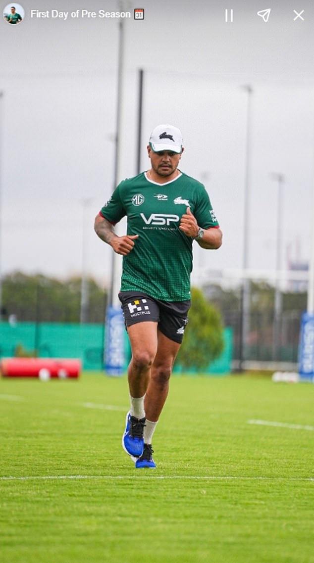 Latrell Mitchell showed off an impressive transformation as he was pictured during pre-season training on Wednesday