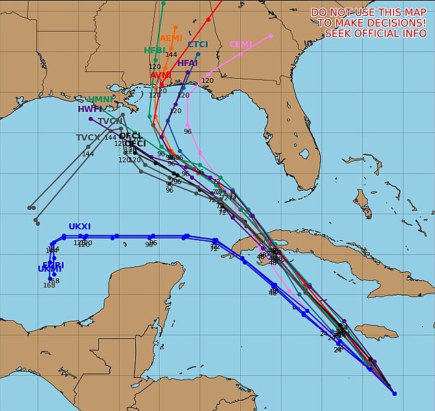 A spaghetti model has revealed the expected path of Tropical Storm Rafael. The storm's impact is likely to extend 105 miles (170 kilometers) from the center and hit the Florida Keys on Wednesday