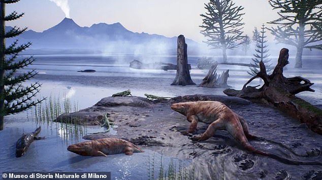 Fossils accidentally discovered by a woman hiking in the Italian Alps paint a picture of a bygone ecosystem that may have looked like the Fabio Manucci illustration above