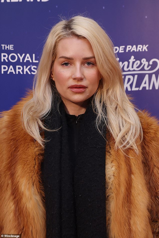 Lottie Moss, 26, brought out old-world glamor as she enjoyed a night out at Winter Wonderland in Hyde Park, London, on Wednesday