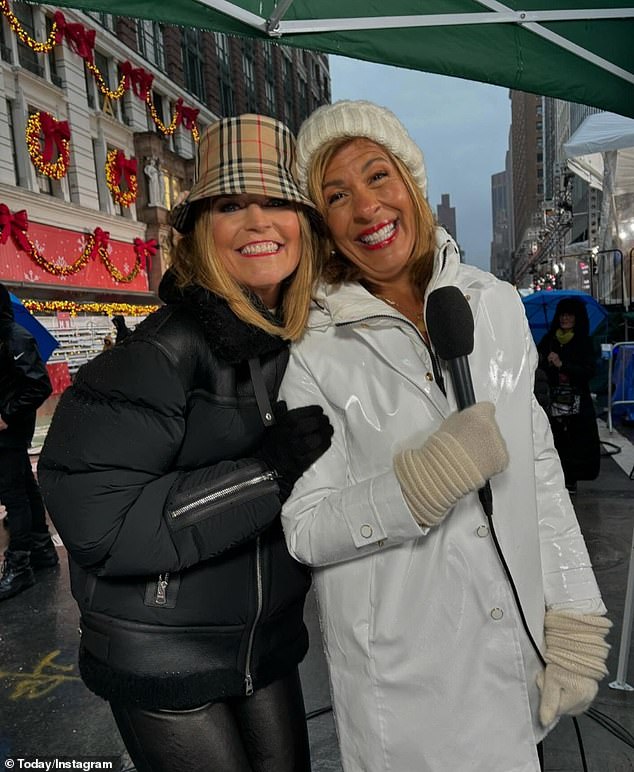 Savannah Guthrie and Hoda Kotb proved they can laugh through the rain as the couple began the procedure while hiding under a tent