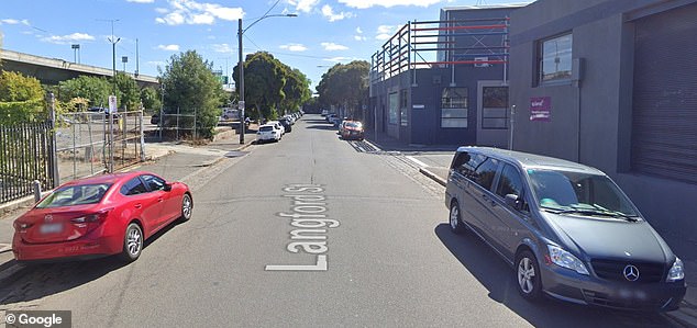 An unknown man was found on Langford Street in North Melbourne at around 3.15am on Saturday (pictured). He died on the spot.