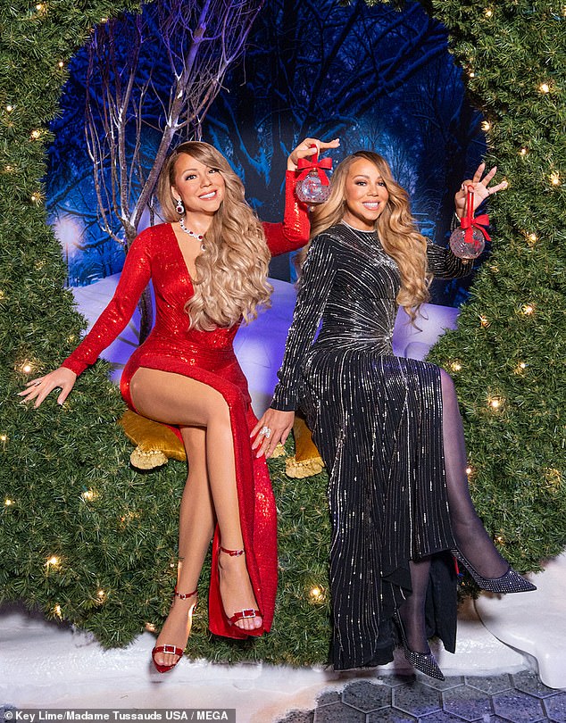 Mariah Carey, 55, was introduced to the waxwork version of herself during the unveiling at Madame Tussauds New York on Sunday