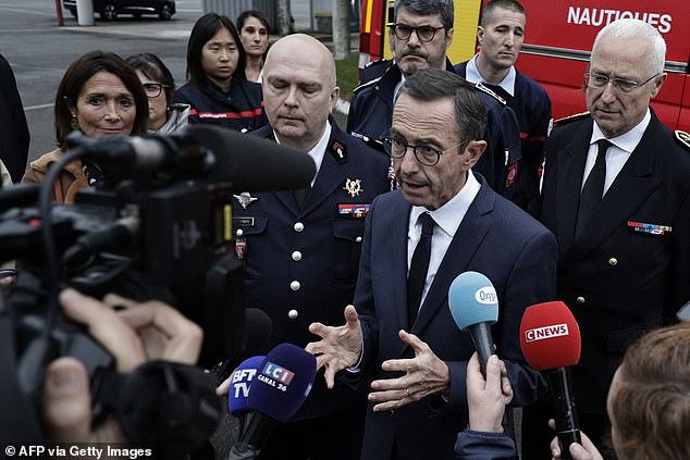 A teenager and four others were seriously injured in a mass shooting linked to drug trafficking in western France, Interior Minister Bruno Retailleau (pictured) said on Friday.