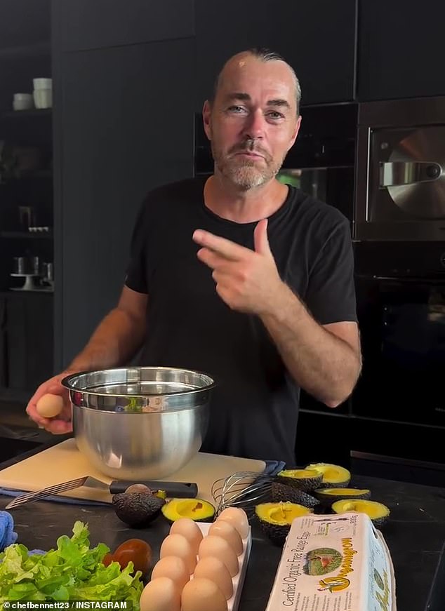 MasterChef Australia star Shannon Bennett (pictured) has been roasted online after sharing a clip on social media of the unconventional way he makes scrambled eggs