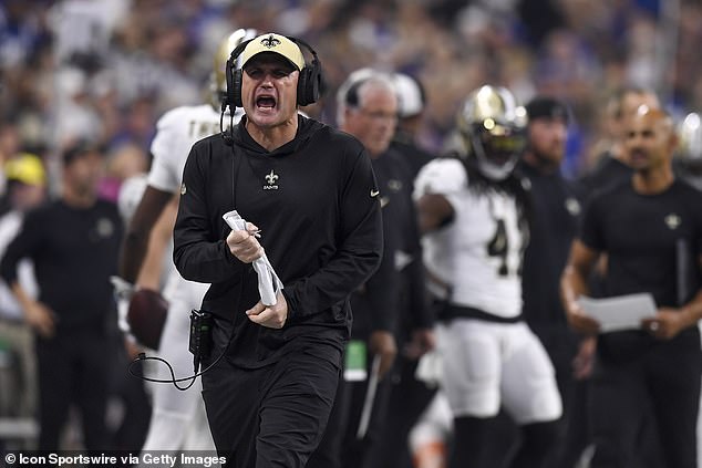 New Orleans Saints Special Teams Coordinator Darren Rizzi reacts during a 2023 game