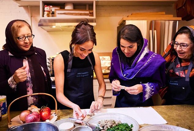 File Photo: Meghan Markle cooking with displaced Afghan women, supported by the charity Mina's List, in February this year; she described her Thanskgiving plans for 2024 as 'pretty low-key'