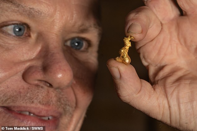 A detectorist has made the 'discovery of a lifetime' after unearthing a gold nugget in the shape of Britain