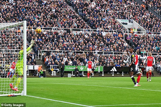 Isak met Anthony Gordon's cross and nodded past David Raya after just twelve minutes