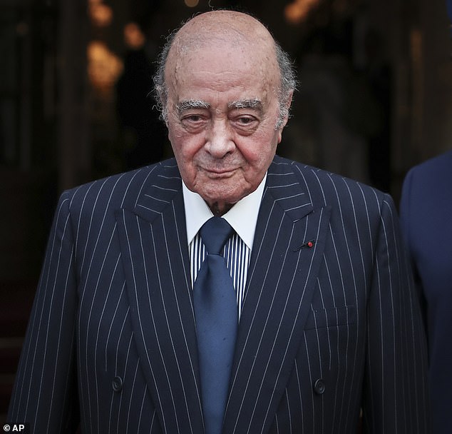 A dozen men who worked for Mohamed Al Fayed (pictured) have filed abuse charges against the disgraced former Harrods boss