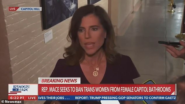 Rep. Nancy Mace, R-S.C., pointedly told a reporter that she is proposing a measure that would limit transgender people's bathroom options to protect women