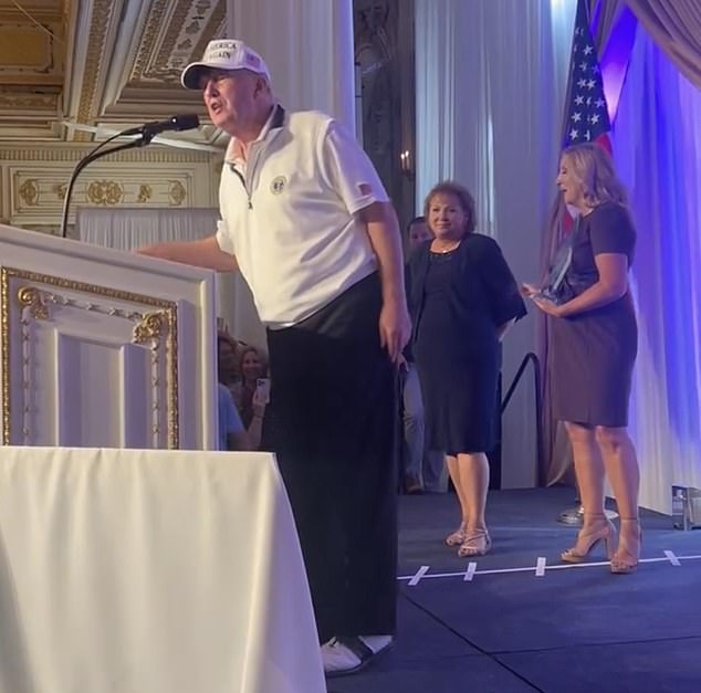 Donald Trump addresses the Moms for America luncheon