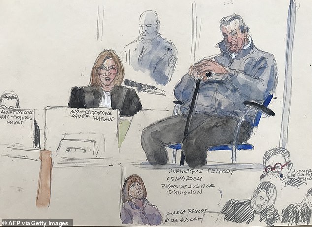 Dominique Pelicot (Top R) during his trial accused of drugging his wife Gisele Pelicot (Bottom C) on November 25