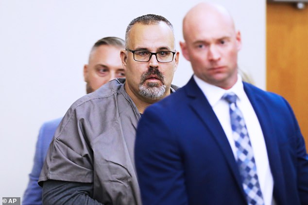 Shawn “Mickey” Stines, 43, did not speak or show any emotion during Monday's hearing at the Letcher County Courthouse as his attorney entered a not guilty plea to a new charge of murder of a public official