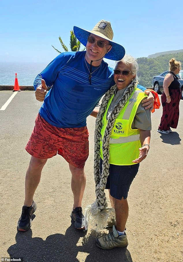 The donor said he was inspired to purchase the land and give back to the community after meeting Sarah Pule-Fujii, a Pololu steward, who taught him the “sacredness and cultural importance of the Pololu Valley.” (Photo: Pule-Fujii with a visitor - not the donor)