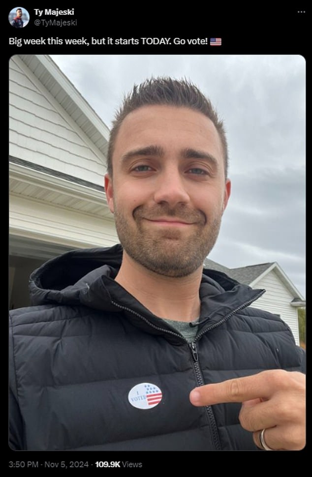 NASCAR's Ty Majeski proudly voted at his local polling place in Wisconsin on Tuesday