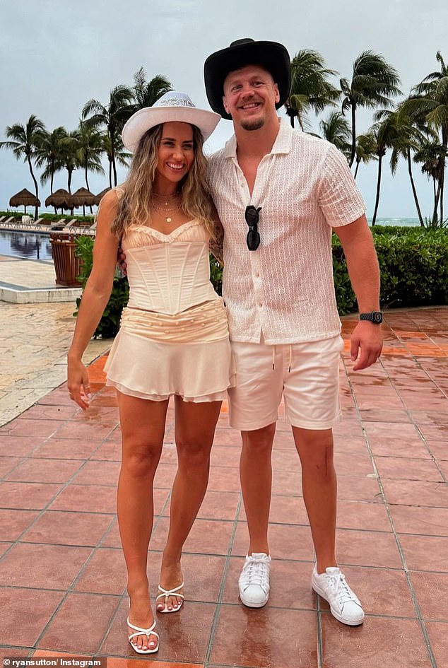 NRL star Ryan Sutton, 29, (right) and his fashion designer wife Kate Ford, 30, (left) tied the knot in a luxurious ceremony in Mexico last Wednesday