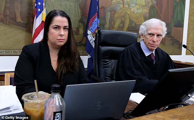 Allison Greenfield, who just won her election as a civil judge, sits next to Manhattan Supreme Court Judge Arthur Engoron during Donald Trump's fraud trial