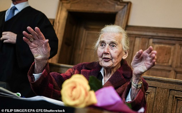 Haverbeck, pictured in court on November 17, 2020, refused to retract her Holocaust denials. She reportedly died on Wednesday at the age of 96